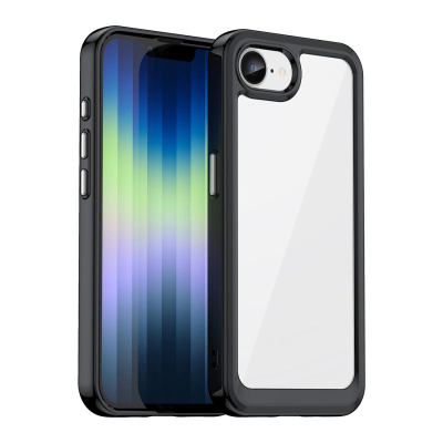 Футрола за телефон Hurtel Outer Space за iPhone 16e, флексибилен TPU, проѕирен заден дел, црна
