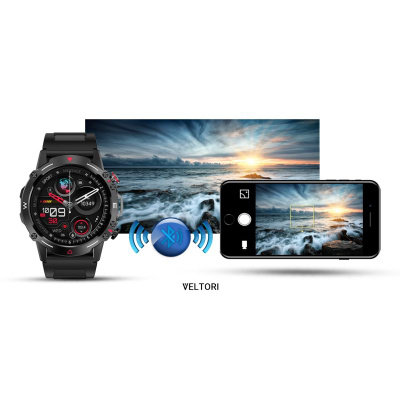 Ora inteligjente Veltori VT110-1, ekran 1.43" AMOLED, IP68, rrip silikoni i zi