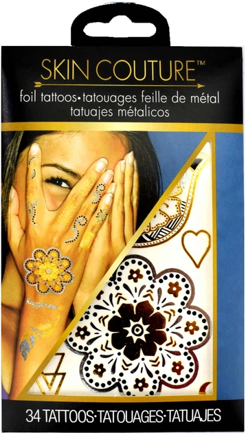 Set tatuazhesh të përkohshme Skin Couture Pro Kids, 36 copë, metalike, shumëngjyrëshe