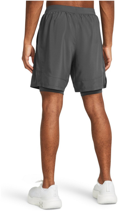 Pantollona të shkurtra sportive Under Armour Launch 2 in 1, kompresion i brendshëm, material që thith djersën, gri e errët
