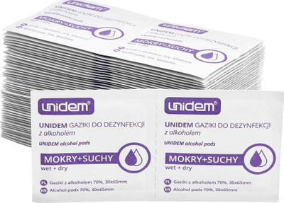 Peceta pastruese Unidem Mokry Suchy, 100 copë, 50 të lagura 50 të thata, të bardha
