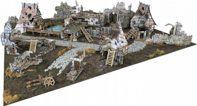 Сет терен Battle Systems Fantasy Terrain Village Ruins, за минијатури 28-35mm, RPG и воени игри, со картон во боја