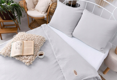 Сет навлака за јорган Muslin Bedding, 220x200 cm, премиум памук, сива
