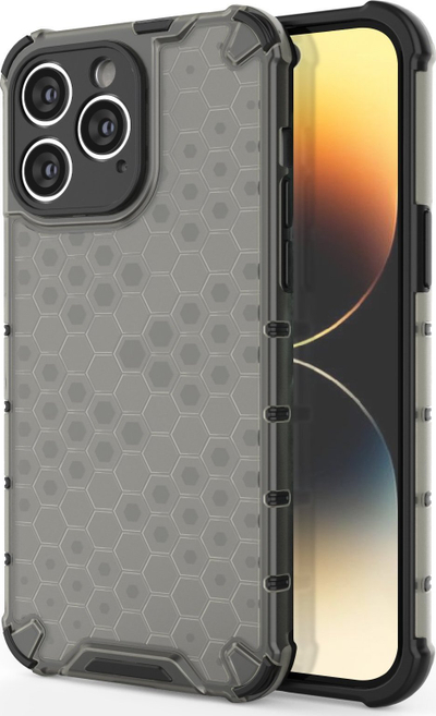 Mbrojtëse telefoni Hurtel Honeycomb për iPhone 14 Pro Max, hibride e blinduar, e zezë