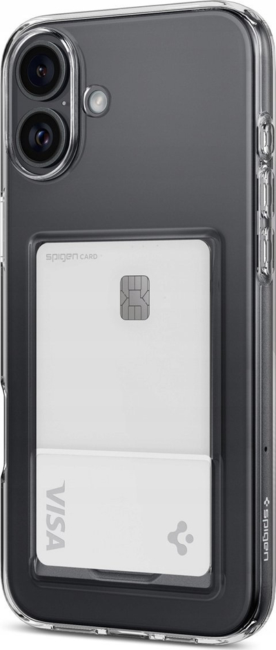 Mbështjellës telefoni Spigen Crystal Slot për iPhone 16, mbajtëse karte, transparent