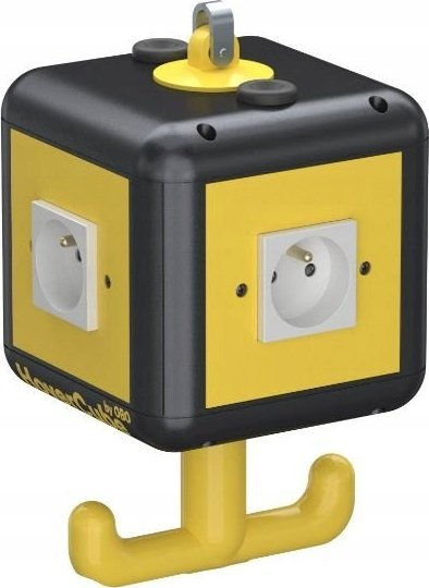Modul prizash OBO Bettermann 6109806, 4x16A 250V, për punishté, i zi me të verdhë