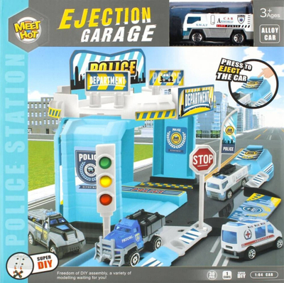 Set lojrash Parking Police Plus, 30 pjesë, shkallë 1:64, shumëngjyrësh