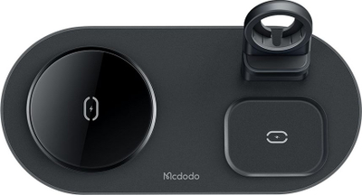 Stacion karikimi Mcdodo 3 në 1, MagSafe për iPhone, karikim me valë për AirPods dhe Apple Watch, i zi