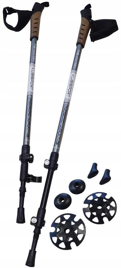 Shkop trekkingu Kubisport, i palosshëm, 72-140 cm, alumini, i zi