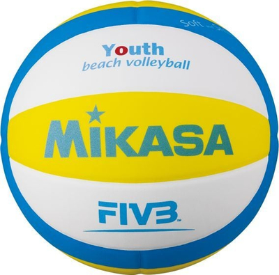 Top volejbolli plazhi Mikasa VS170W, masa 5, për kalamaj, i bardhë me të verdhë e blu