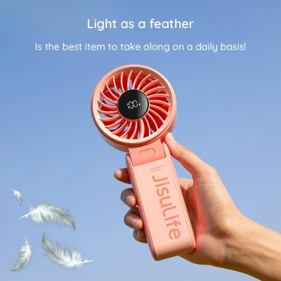 Ventilator dore JISULIFE Portable Handheld Fan, 5 shpejtësi, bateri 5000mAh, i bardhë