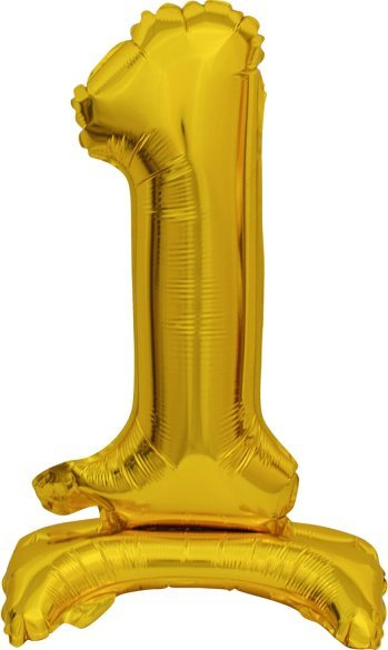 Balon folie Amscan Mini Numri 1, 15 x 38 cm, me bazë, ngjyrë ari