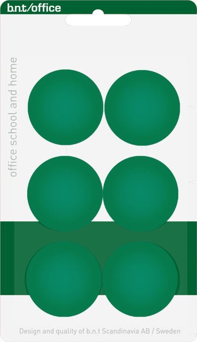 Magnetë B.N.T Green Magnet, diametër 30mm, set 6 copë, jeshilë
