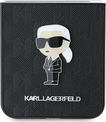 Mbulesë telefoni Karl Lagerfeld Ikonik Pin, Saffiano Monogram, për Samsung Galaxy Z Flip 6, e zezë