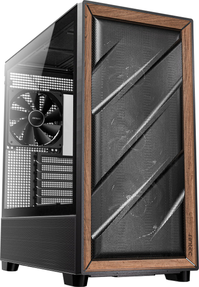 Kuti kompjuteri Antec Dark League DF700 Flux, MIDI Tower, ARGB, e zezë me dru arre