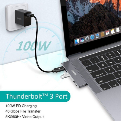 Hub Choetech, HUB-M14, USB-C, 2x USB-A 3.0, HDMI 4K, PD 100W, lexues karte
