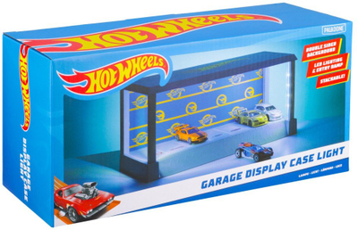 Витрина за изложување Hot Wheels Garage Display Case Light, LED осветлување, за 7 автомобили, повеќебојна