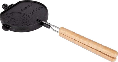 Hekur waffle Petromax Rotating, me kornizë rrotulluese, gize me doreza druri