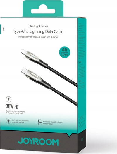 Kabllo Joyroom Star-Light Series SA27-CL3, USB-C në Lightning, 30W, 1.2m, e zezë