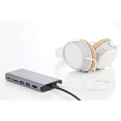 Përshtatës shumëportësh Startech, USB-C, HDMI/VGA, 100W, gri