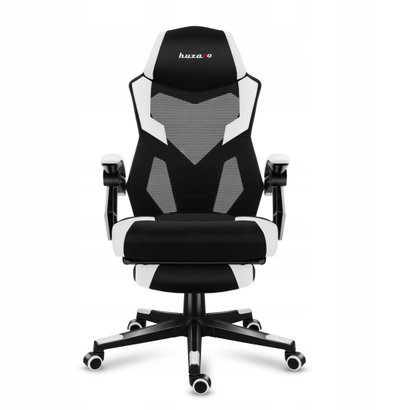 Karrige gaming Huzaro Combat 3.1, mekanizëm FlexiBack, mbështetëse këmbësh, bardh e zezë
