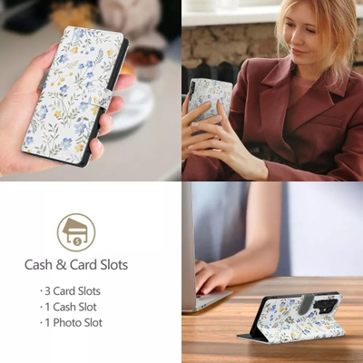 Kllëf portofol Tech-Protect Wallet për iPhone 16E, lëkurë eko, dizajn me lule pranverore, shumëngjyrësh