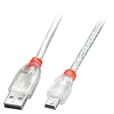 Kabllo Lindy USB A - miniUSB (41785), 5m, transparente