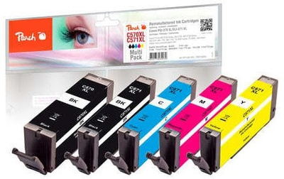 Kartridha boje Peach Saver Pack, që shkon me Canon PGI-570XL CLI-571XL, set 5 copë, shumëngjyrëshe