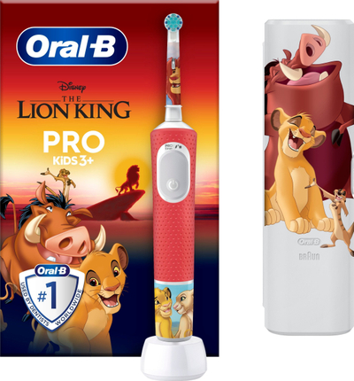 Електрична четка за заби Oral B PRO Kids 3+ The Lion King, за деца, со кесичка за патување