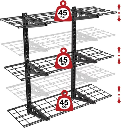 Raft muri trefishtë Ergosolid PG33, 3x 91 x 31 cm, 135 kg, i zi