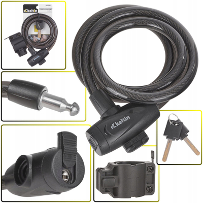 Катанец за велосипед Protection Folding Lock K02304, 12x1200mm, со клуч, црн
