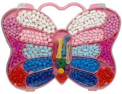 Set për boje bizhuterish Swede Beads, rruaza shumëngjyrëshe, kuti flutur