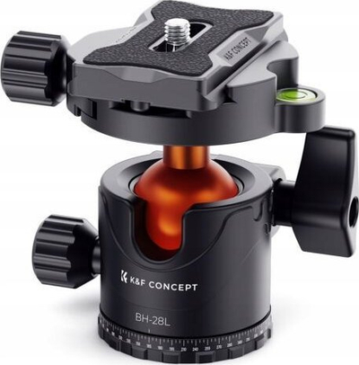 Kokë tripodi K&amp;F Concept BH-28L, mban deri në 10 kg, montim 1/4" 3/8", e zezë