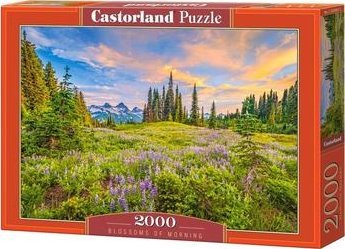 Puzzle me 2000 pjesë Castorland Blossoms of Morning, peizazh livadh dhe mal, për të rritur