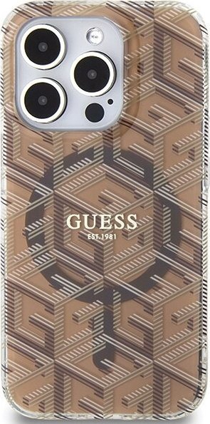 Mbulesë telefoni Guess IML GCube MagSafe, për iPhone 15 Pro, kafe