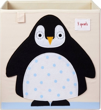 Kuti palosëse lodrash 3 Sprouts Arctic Penguin, material tekstili, për rafte, bezhë