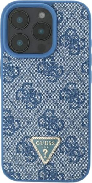 Mbulesë telefoni Guess GUHCP16SP4TDSCPB, për iPhone 16 6.1", kapak i fortë lëkurë me metal, blu