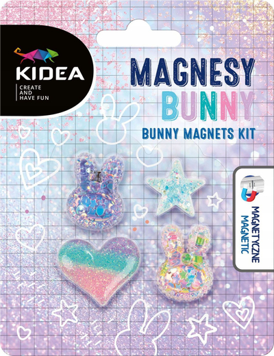 Magnet dekorativ Derform Bunny KIDEA, set me 4 copë, shumëngjyrësh