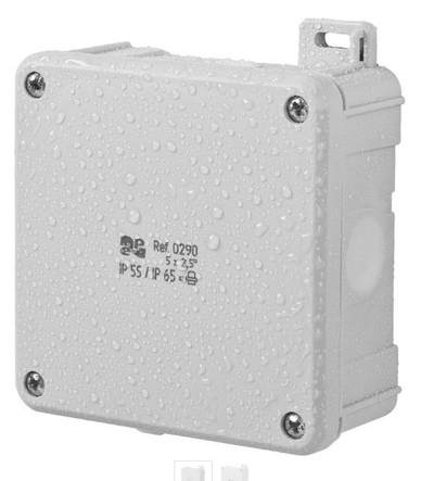 Kuti elektrike sipërfaqësore Box 2K, 98x98x46mm, IP55/65, gri