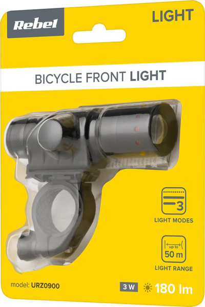 Dritë e përparme biçiklete URZ0900 U, LED, e zezë