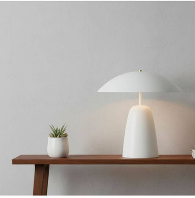 Lampë tavoline Home Styling Collection RIZA, 39 cm, metal, e bardhë