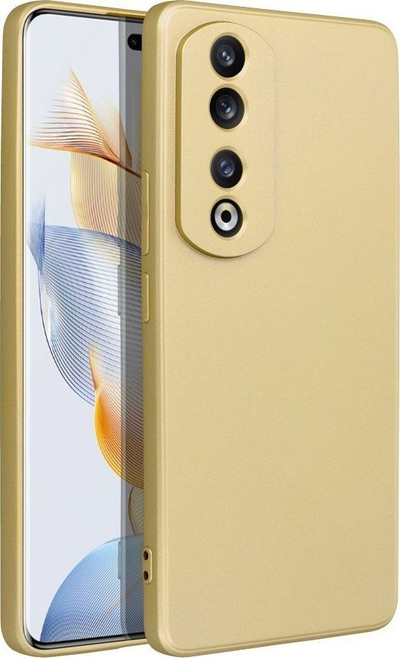 Futrollë metalike për Honor 90 Pro 5G, TPU, me mikrofibër, ngjyrë ari
