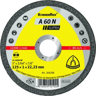 Disk prerës Klingspor 264297, A60N Supra, 115mmx1.0mm