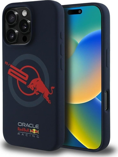 Maskë telefoni Red Bull ORBR20 Red Lining MagSafe për iPhone 16 Pro Max, silikon TPU, navy blue