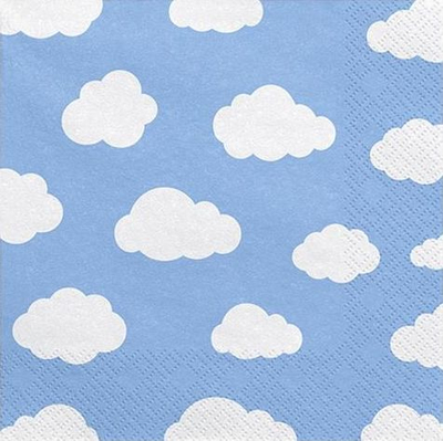 Servieta dekorative Airplane, letër, 33x33cm, 20 copë, blu e çelët