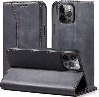 Kuti telefoni Hurtel Magnet Fancy për iPhone 12 Pro, tip libër, me portofol, gri e errët