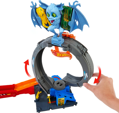 Set loje Hot Wheels City Bat Loop Attack, pistë garash me makinë 1:64, me ngjyra