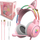 Kufje gaming ONIKUMA X15pro Cat Ear, me kabllo, me drita LED, rozë