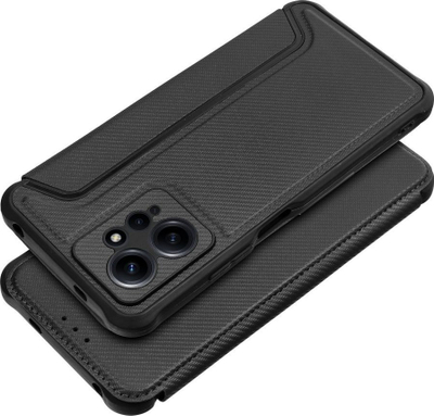 Këllëf portofol Razor Book për Xiaomi Redmi Note 12 4G, me stil karboni, me mbyllje magnetike, i zi