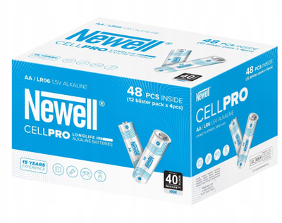 Алкални батерии AA Newell CellPro, 1.5V, пакување 48 парчиња
